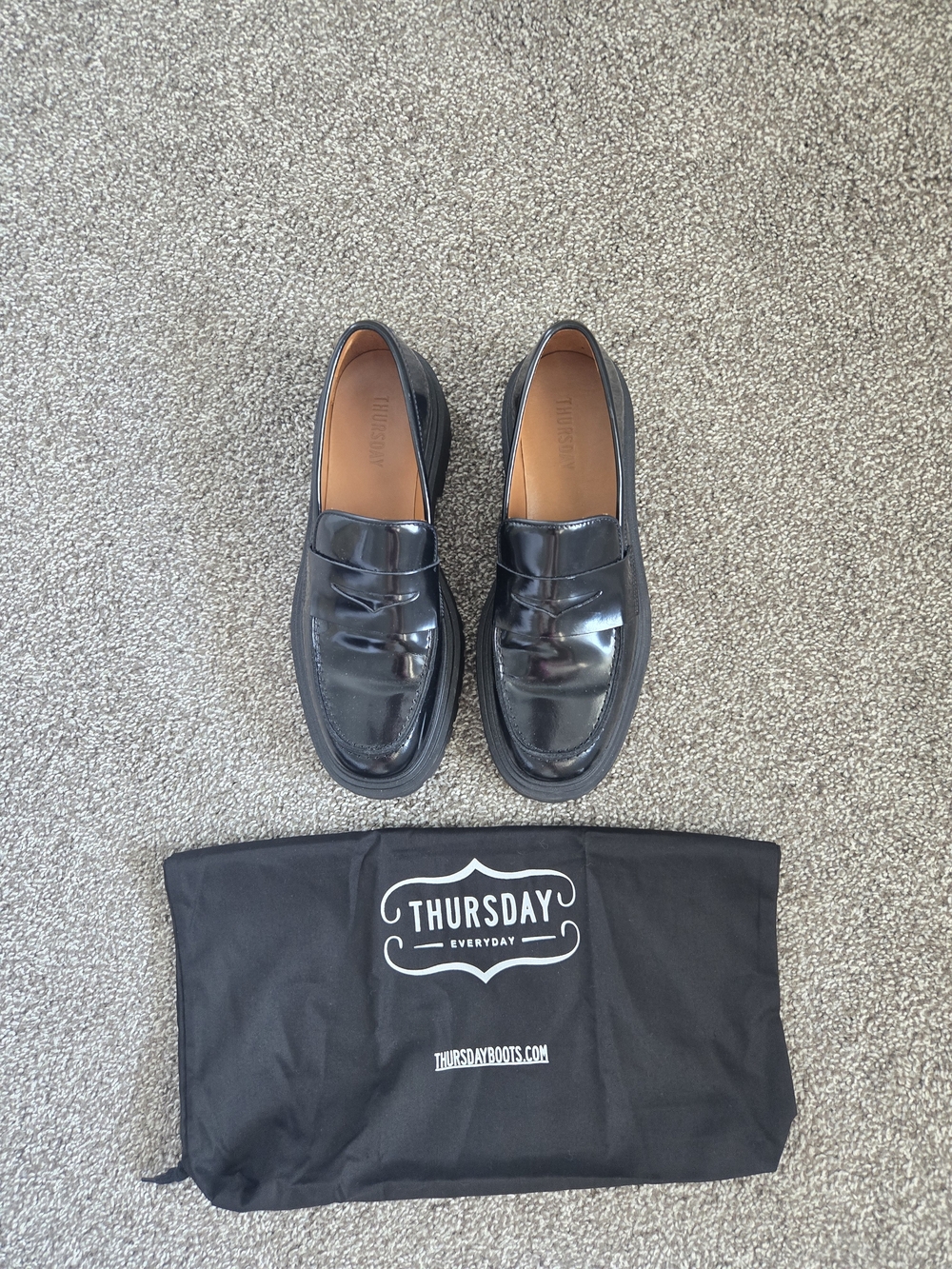 Thursday Boot Company Black Leather Women's Platform Penny Loafers